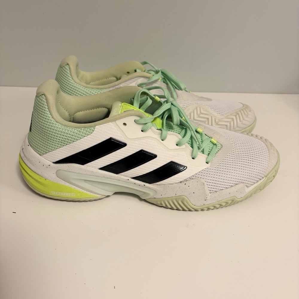 Adidas Barricade 13 Tennis Shoes Mens 11 White Green Mesh Athletic Sneakers